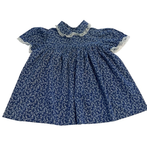 Cherubs by Wonderalls Other - Vintage 1980s Cherubs by Wonderalls Blue Floral Lace Collar Dress | Girls 3T